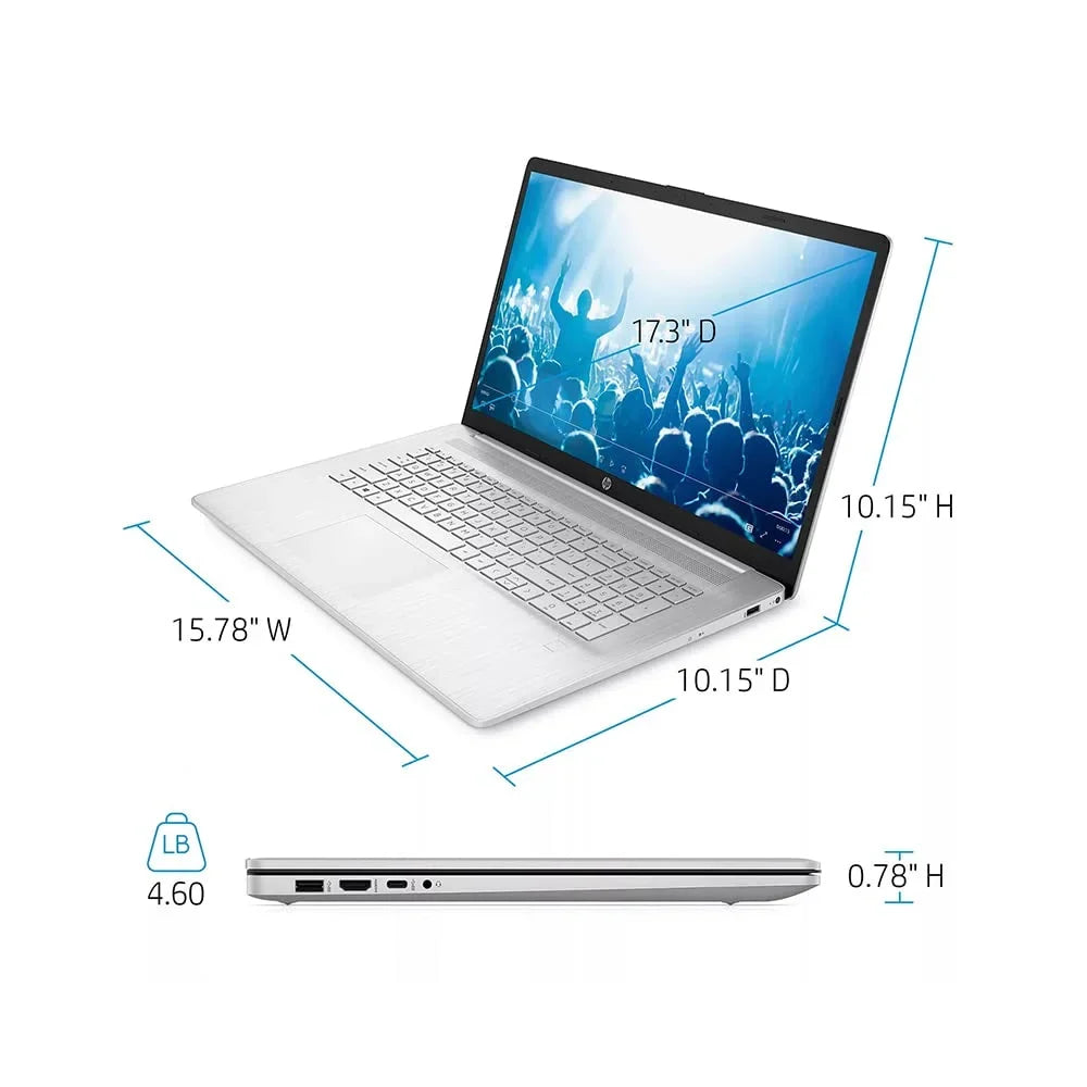 Laptop i7-1165G7, Keyboard, 17.3" IPS Intel 32GB Xe HD OS, Windows Intel SSD, Audio, 16GB Webcam, PCIe 11th FHD HD Silver, 2021 Graphics, Iris Backlit HP Card RAM, Core USB Computer, 1TB Generation