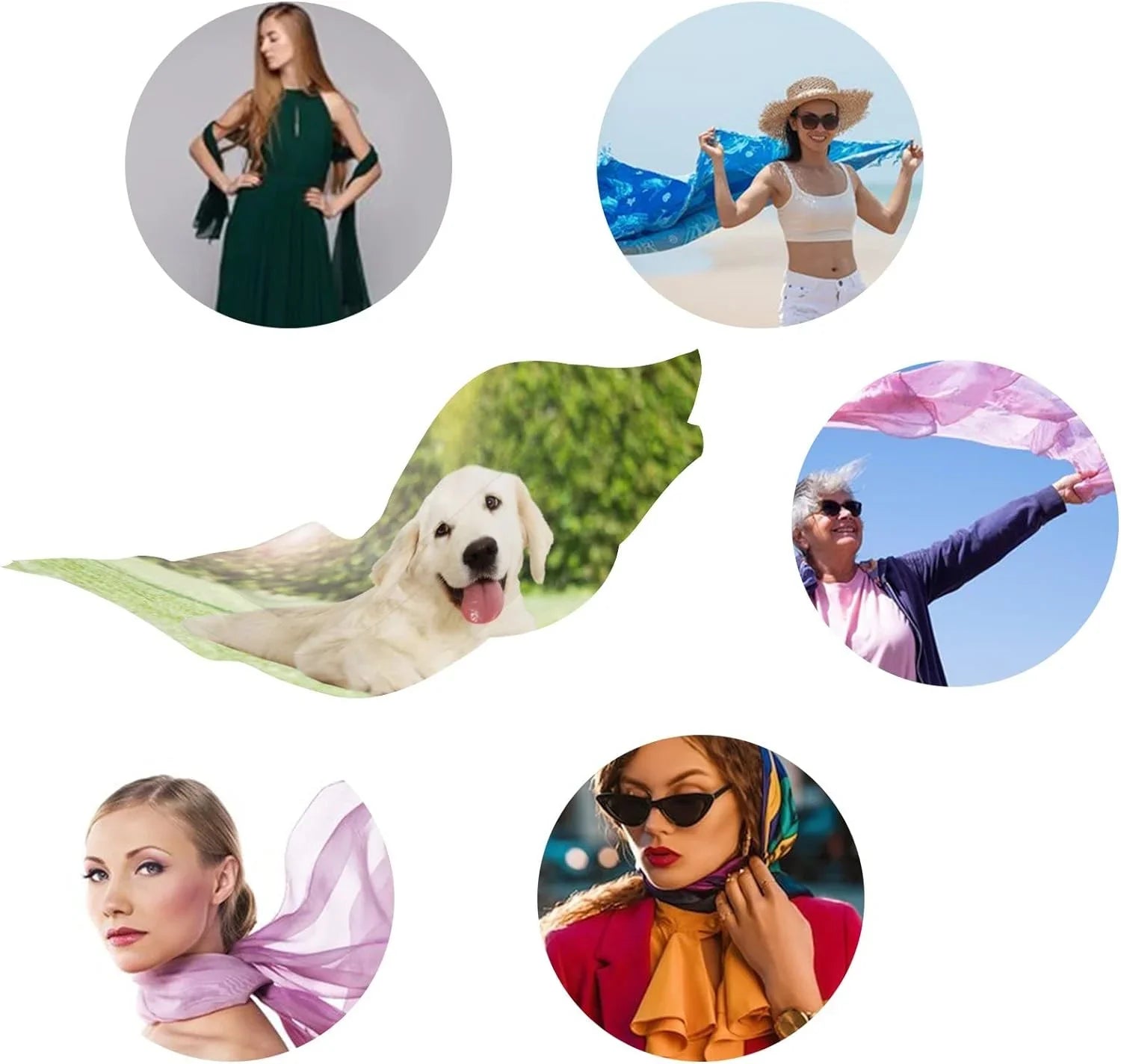 Wrap Neck Silk Girls Shawl Women Scarves Outdoors Scarf Retriever for Looking Hyjoy Long Lightweight Golden