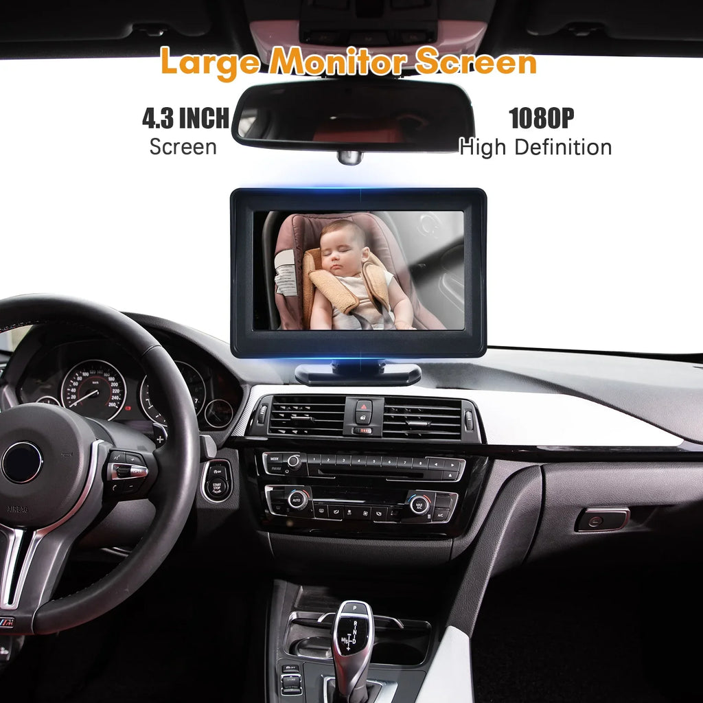 Display 150¡ã Car Seat Car Installation Monitor Mirror Wide Easy Arealer Facing Seat 1080P 4.3 Rear View Mirror Inch Monitor Car for
