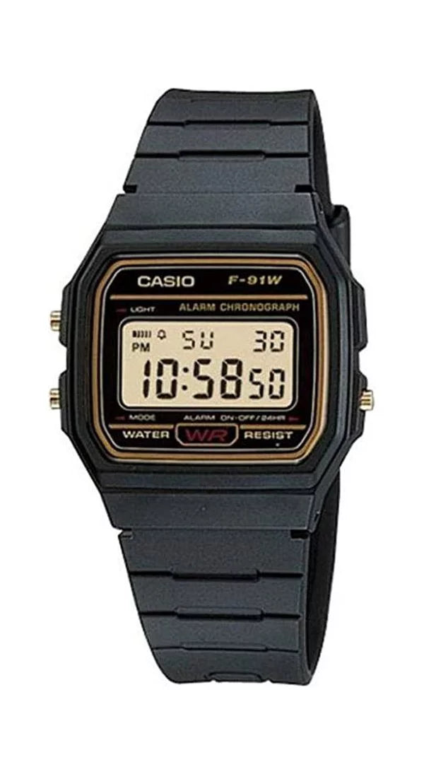 Watch Digital F-91W-1HDG Casio Gold/Black Mens