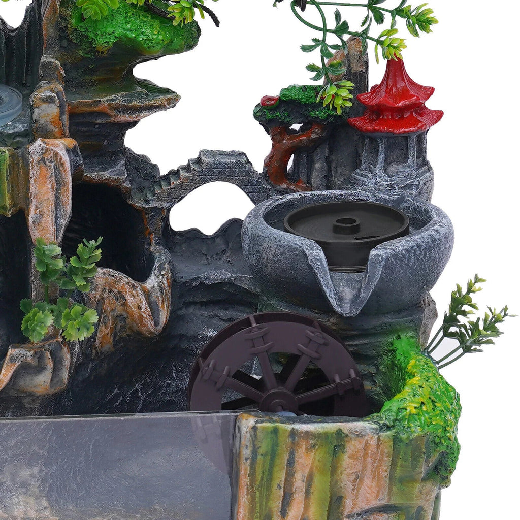 Decoration Humidifier Rockery Fish Fountain Light Ornament Office Atomizing with Tank Simulation Home Waterfall Effect Landscape Small Countertop Led Miumaeov for Bedroom Desktop