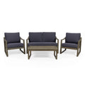 Dark Studio GDF Cushions, Acacia 4 Gray Wood Set Johnlucas and Seater with Gray Outdoor Chat
