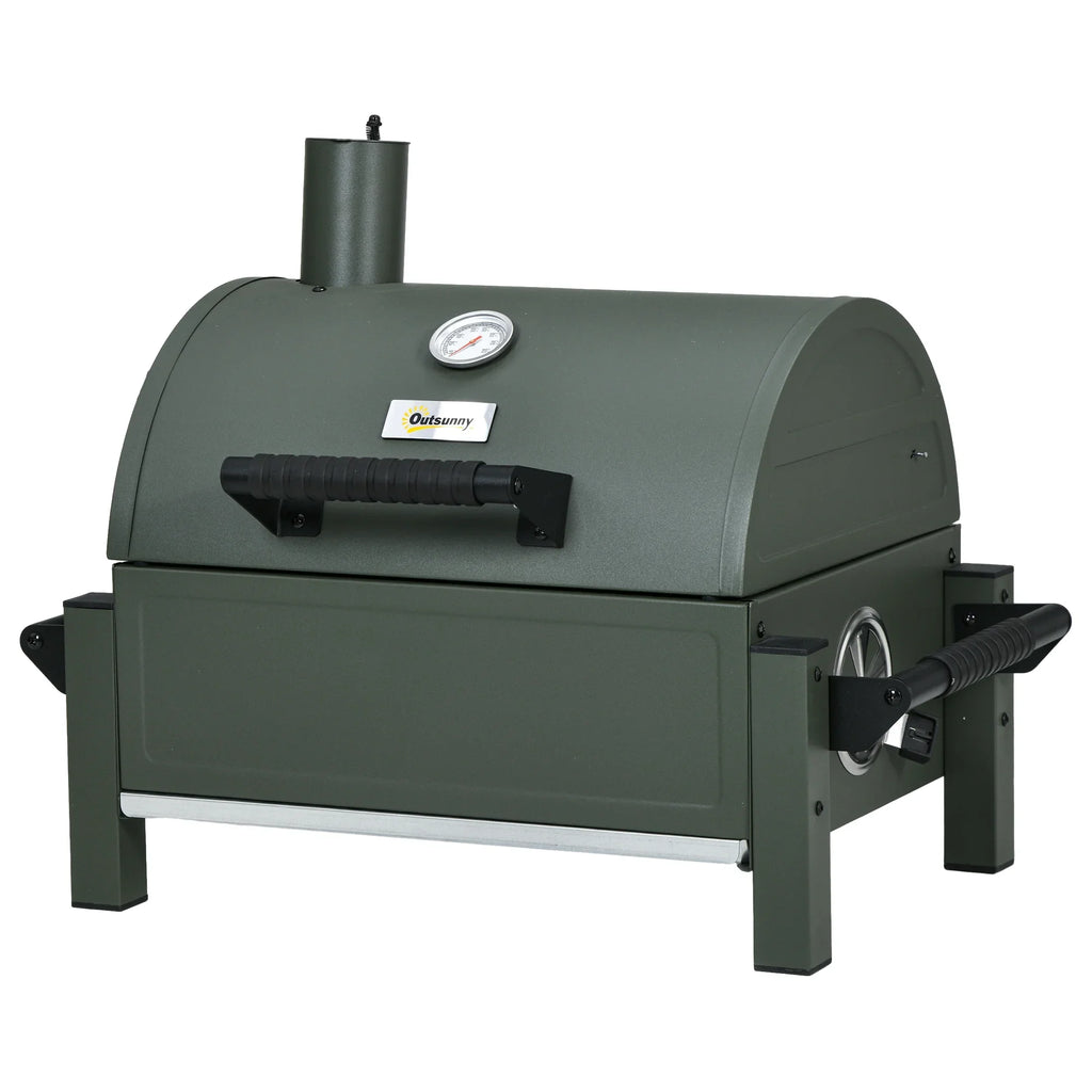 Barbecue, Tabletop Outsunny Green Lid, BBQ Small Charcoal Grill with