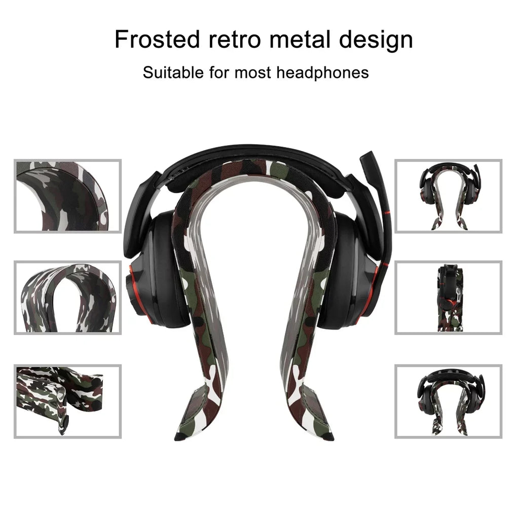 for Geekria Desk Wooden Over-Ear JBL, Compatible Sennheiser, Headphone Headphones, Razer, Beach, Hyperx, Stand, Display PS5 Vegan Stand Omega Turtle Sony (Camo) Hanger Leather Headset with Gaming