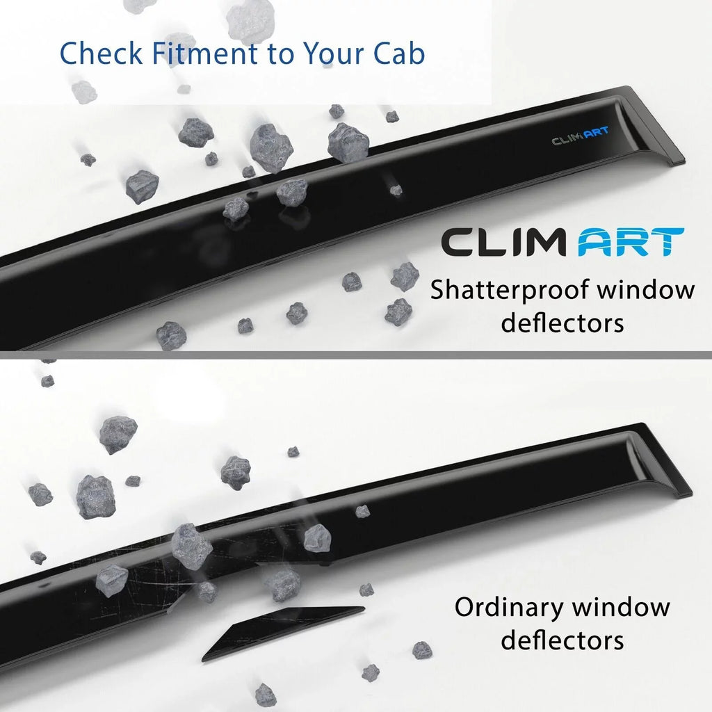 Deflectors, Silverado/GMC Durable Vent 2019-2024 Guards Incredibly Visors, (Chevy) Tape-on Compatible ART 419160 with Rain CLIM Chevrolet Sierra 1500 Window 4pcs- Crew Accessories, Window Truck Cab,