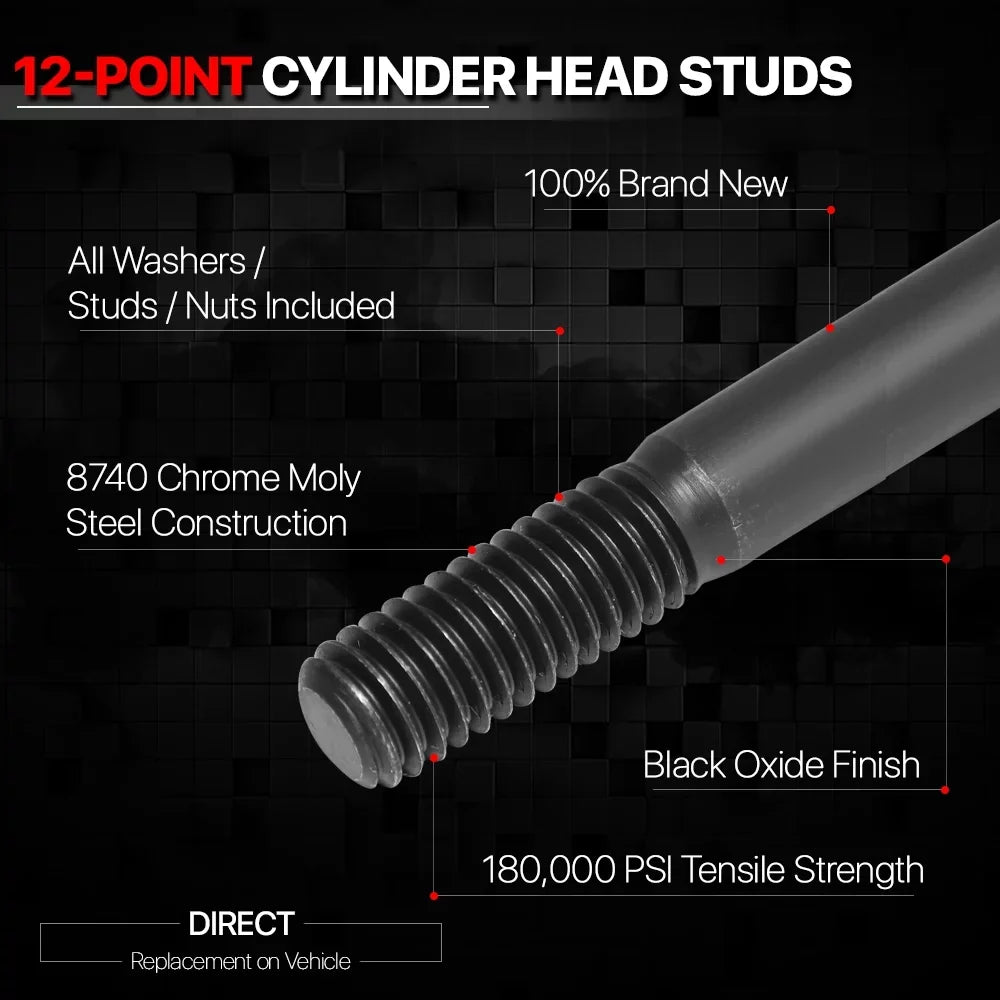 12-point Front Cylinder GSR/Type Nuts Integra for B18C1/B18C5 Head 94-01 R Stud