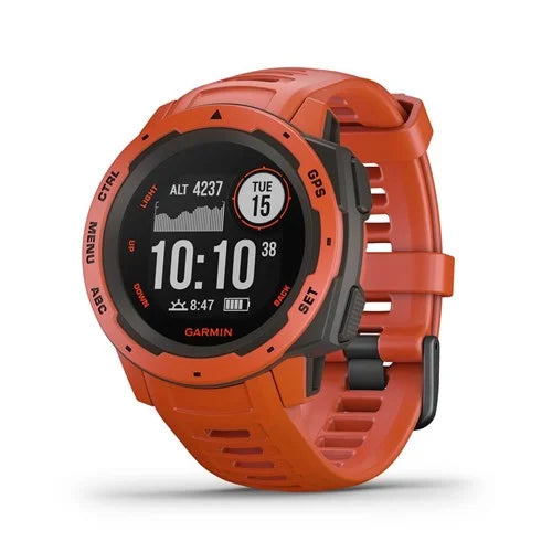 GPS Instinct Red Flame Outdoor Garmin Rugged (Refurbished) Watch Restored