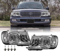 Right) - USR (Euro Toyota (Left Headlamps + FJ 100 with Land Design) ONE Piece FJ100 1998-2005 Set Compatible Headlights Cruiser DEPO Corner Style Clear with