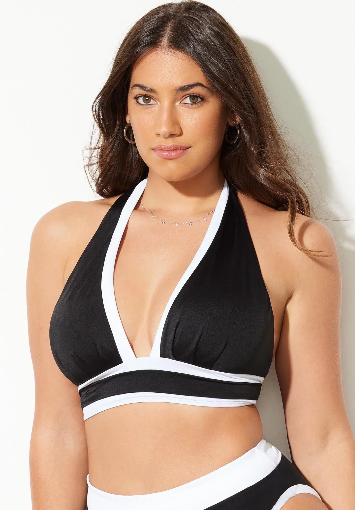 Top Halter White Women's Colorblock Bikini 8, All Size - for Black Plus Pleated Bliss Swimsuits