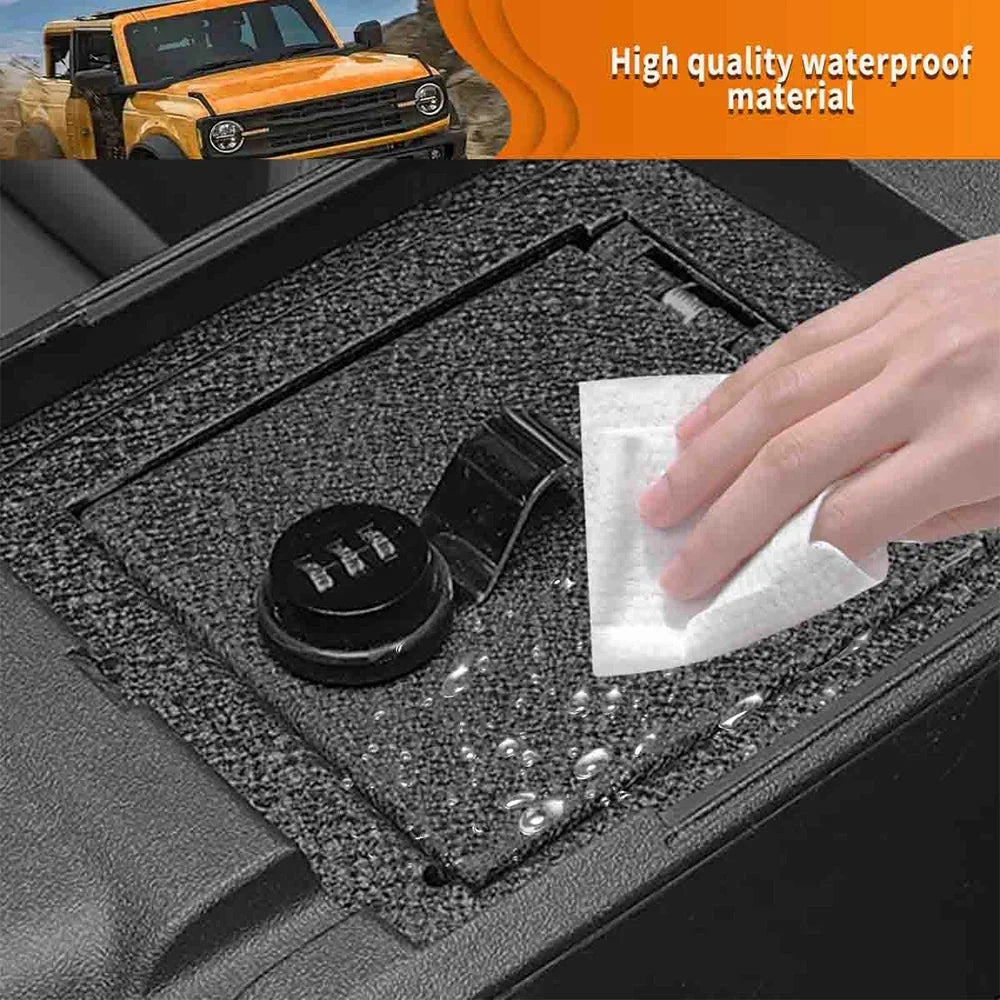 Coating Password, Box Bronco Steel Center for Anti-rust 3-Digit Carbon Safe Console Black 2Door/4Door for Ford with 2021-2022, ALLTIMES