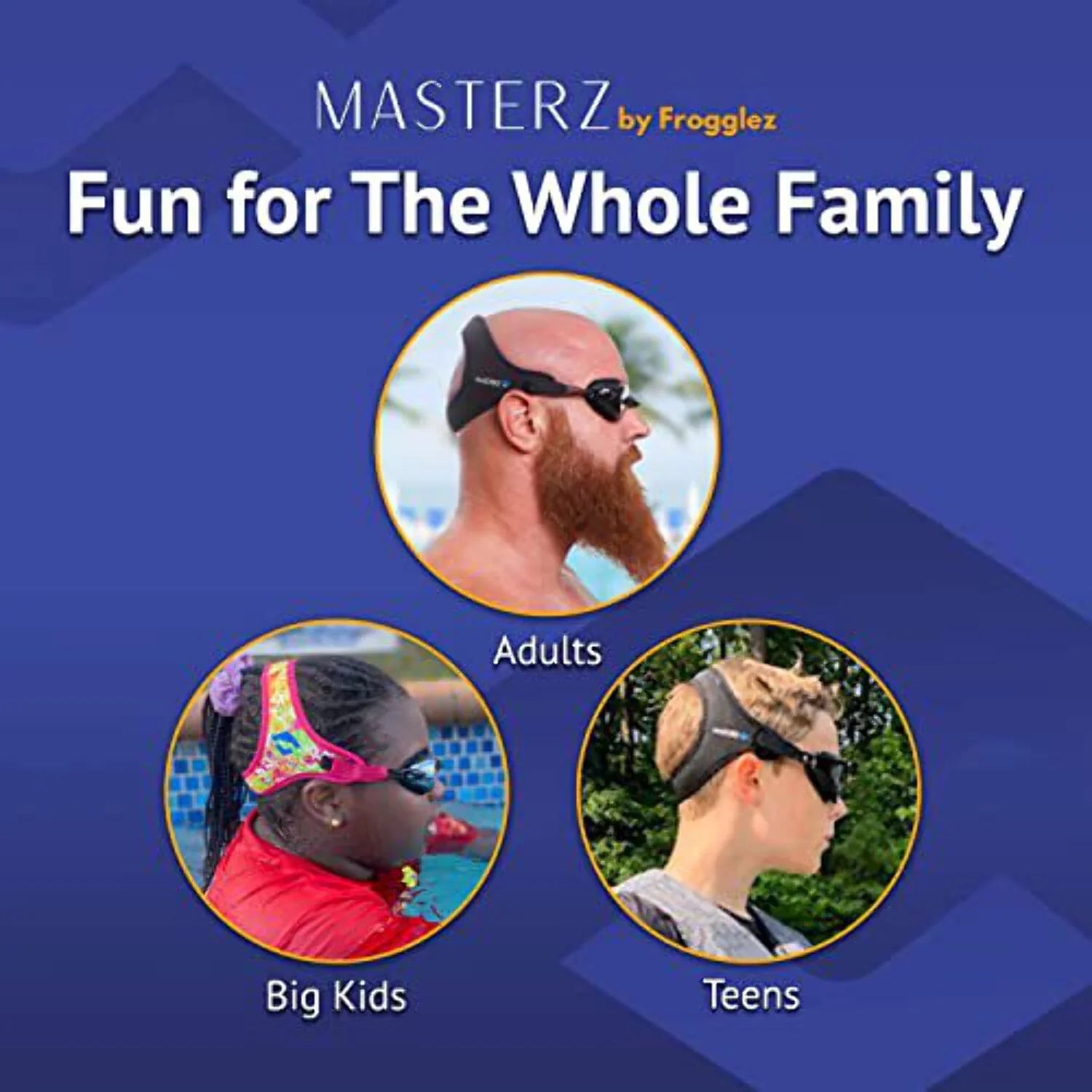 Masterz Frogglez Goggles - for Adults Teens Black Swim &