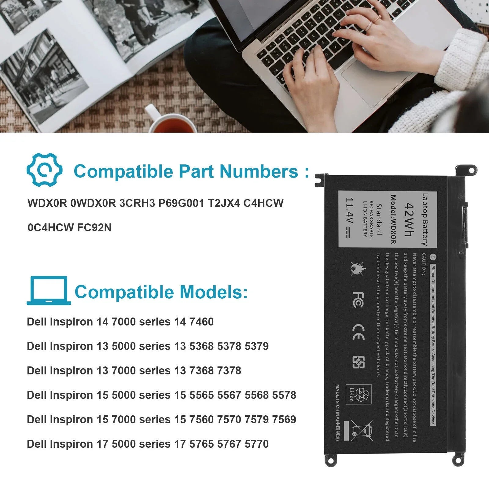 0FC92N WDXOR For 0WDX0R,FC92N Dell WDX0R Battery