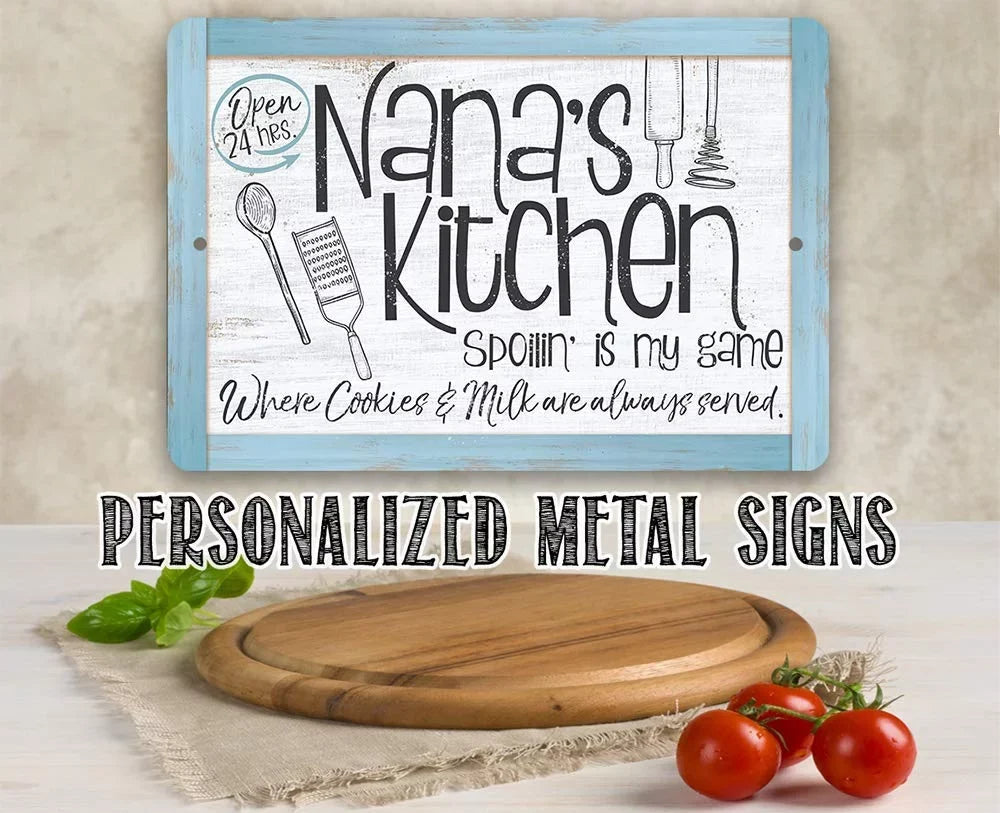 Use a Metal Sign Kitchen - Gift $25 Great Indoor/Outdoor Metal Under Kitchen (12" - Decor 18") Sign - Durable x Housewarming - and Makes Nana's