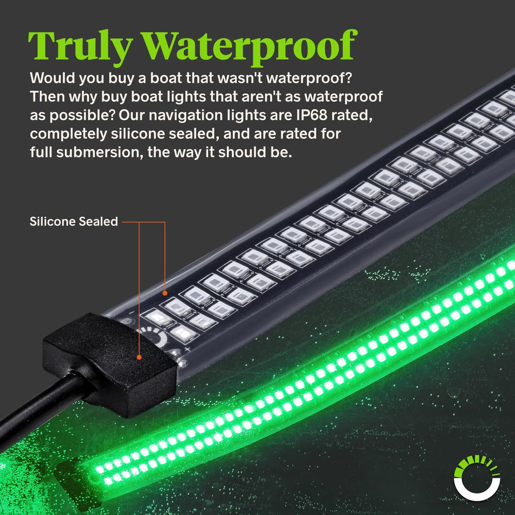 2-Row Kayak Strip Kit Navigation Light Marine Red LED Boat for 132 Green Pontoon