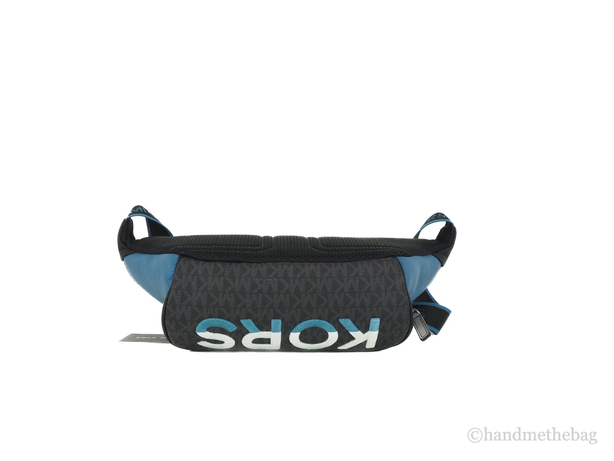Large Multi Michael Logo Cooper Kors Blue Belt Utility Bag Leather Embroidered