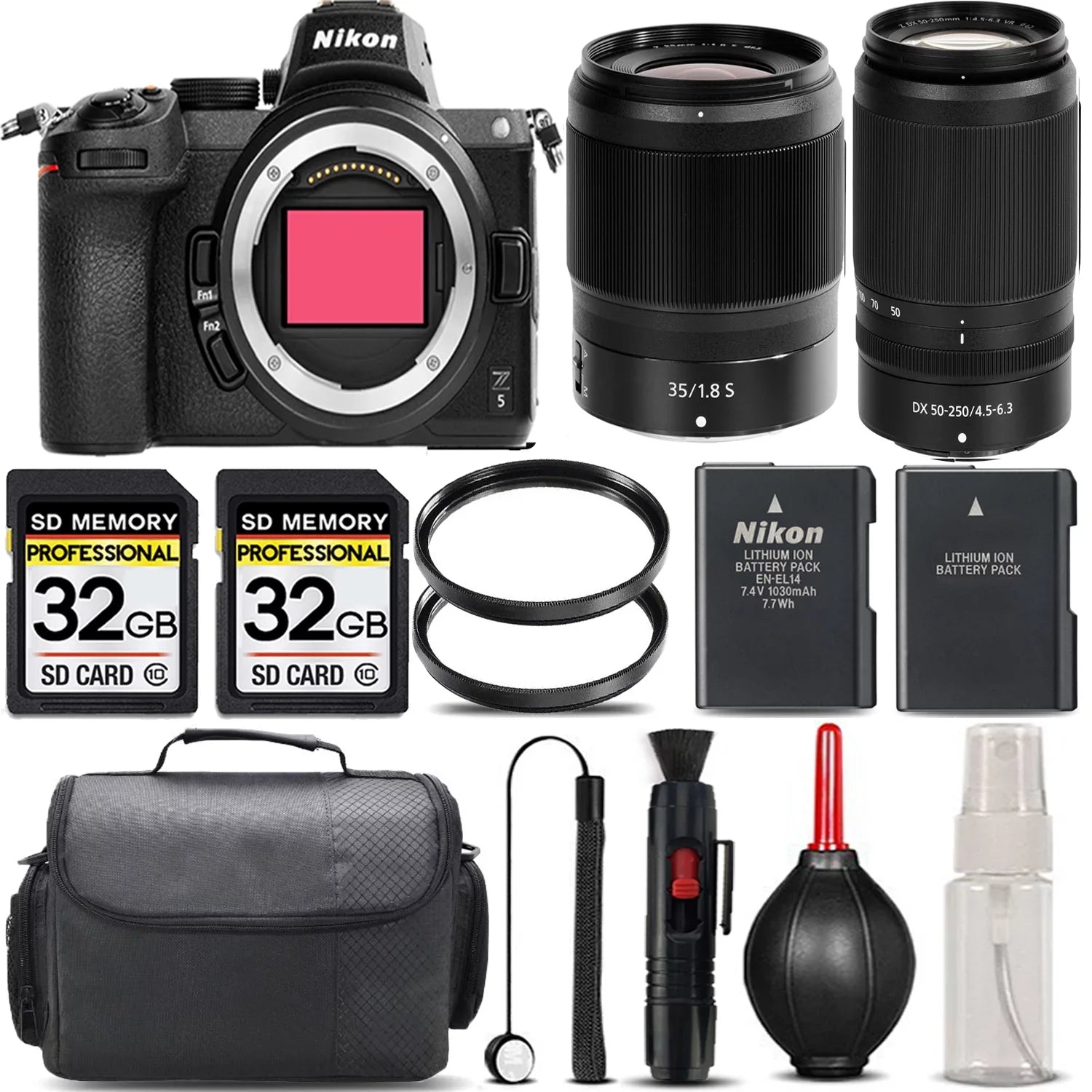 VR Battery Nikon Mirrorless + f/1.8 + + + Version S Cleaning Filter International + 50-250mm UV 64GB f/4.5-6.3 Backup with Z5 + - Lens Kit Storage 35mm Case Lens