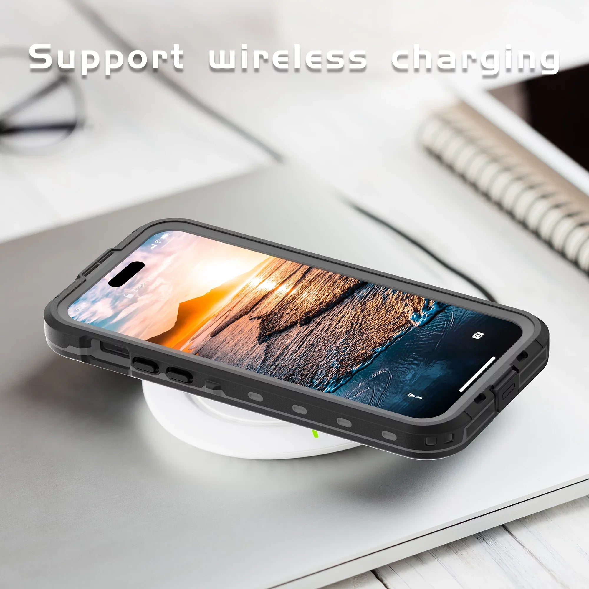 15 Proof - Shockproof Magnetic Waterproof Rugged Plus Drop Military Heavy Protector Screen iPhone Full-Body Case Duty iPhone for IP68 for Underwater 15 Case, Plus 6.7inch,Black Built-in ELEHOLD