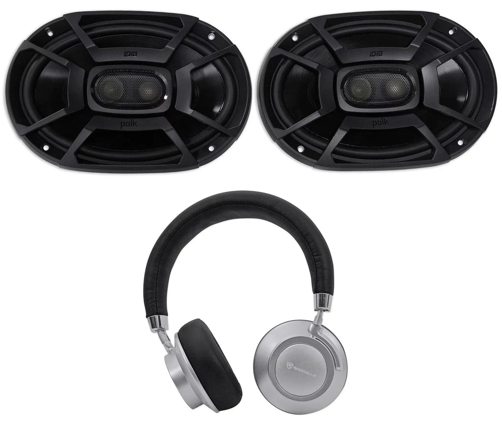 DB692 Audio Car 6X9" Marine/ATV/Motorcycle/Boat Speakers+Headphones 2) Polk 450w