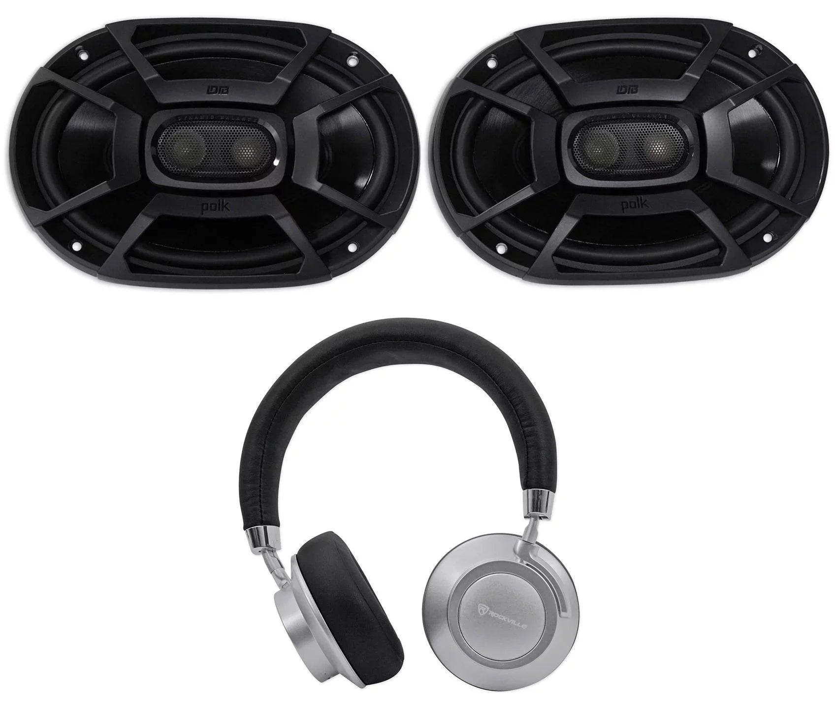 DB692 Audio Car 6X9" Marine/ATV/Motorcycle/Boat Speakers+Headphones 2) Polk 450w