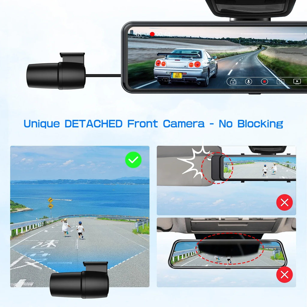 Card Dash 11" Split JOMISE Rear Parking 32G Screen 4K and Front View GPS Mirror Camera Monitor Cam Rear 24H