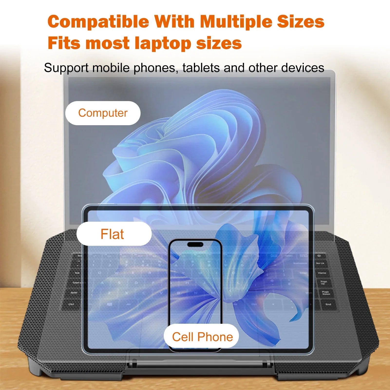 with and USB Fan Cooling 10-15.6 Strength 2 Inch Laptop Ports Adjustable Fan, Htovila