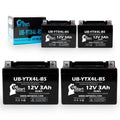 Bombardier Battery UB-YTX4L-BS 4-Pack - Maintenance Replacement Factory UpStart Free, for DS90, ATV DS90F, Quest 12V, (Can-Am) 2004 Activated, 90CC Battery 3Ah,