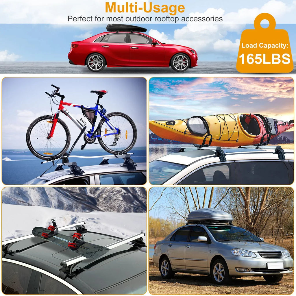 with Fit Without Roof Capacity for Rack Side Roof Car Most 47.24in Vehicle 165LBS Aluminum Wagon Rail Crossbars Cargo Car iMounTEK Roof Rack Carrier