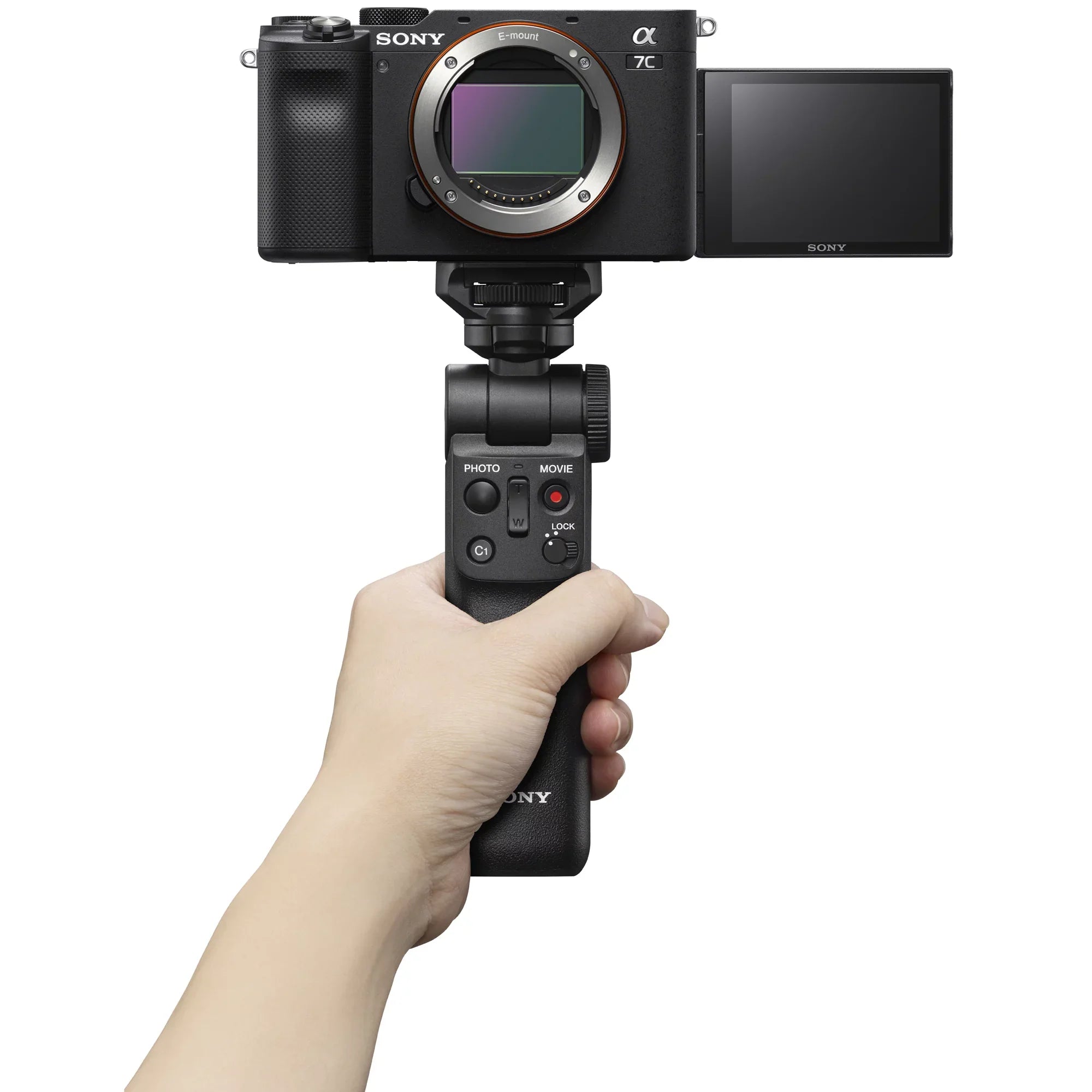 Only Gear Black + GP-VPT2BT with Battery Kit Shooting 2 Vlogger Accessories Body ACCVC1 Remote Camera & Mirrorless Deco ILCE7C/B Grip + Interchangeable Lens Bundle Wireless Sony w. Frame Full a7C Bag
