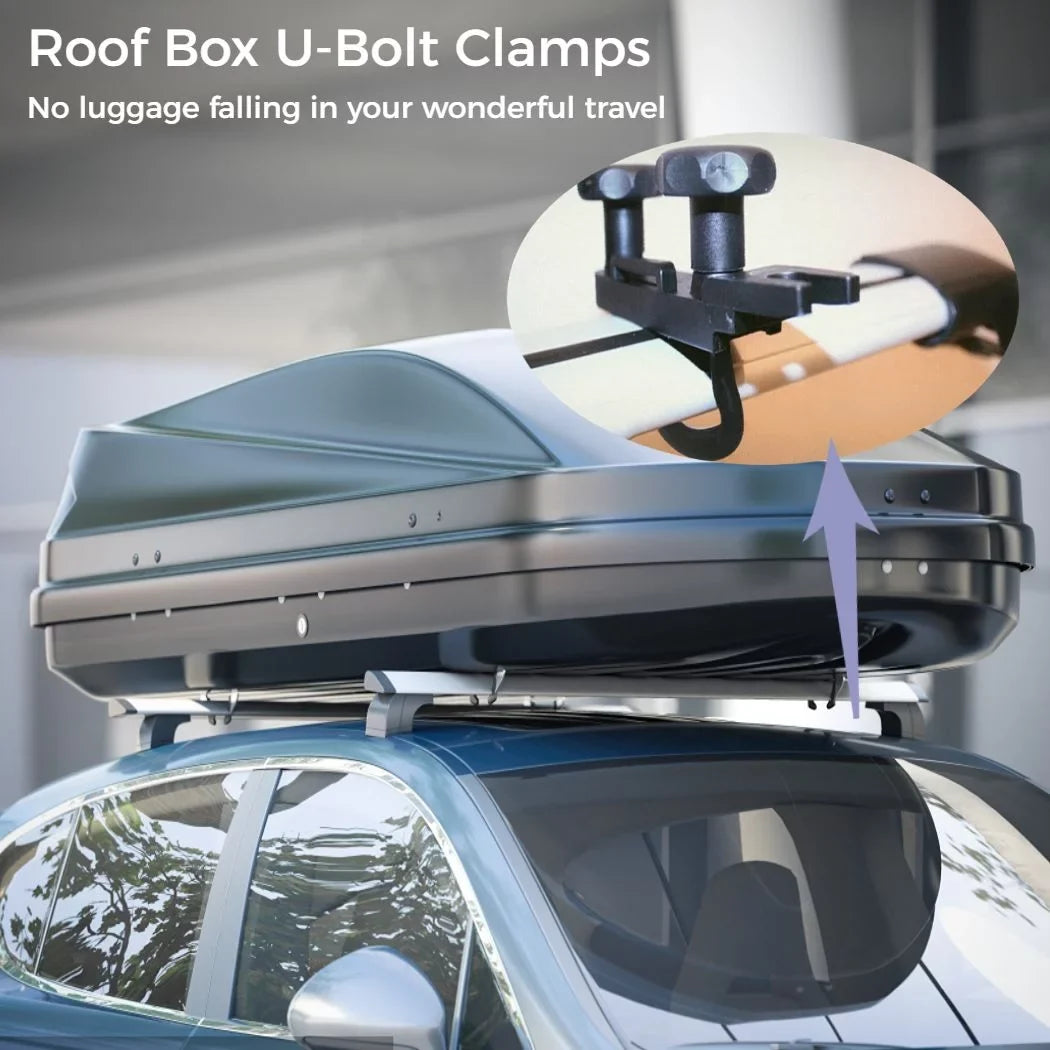 4 Mounting Box Rack Car Bolts, Kit, 8 Rooftop Clamps, Universal Width Cargo Van Fitting PCS 85mm Metal Internal Carrier U-Bolt with Clips Roof Nuts U-Bracket Lock