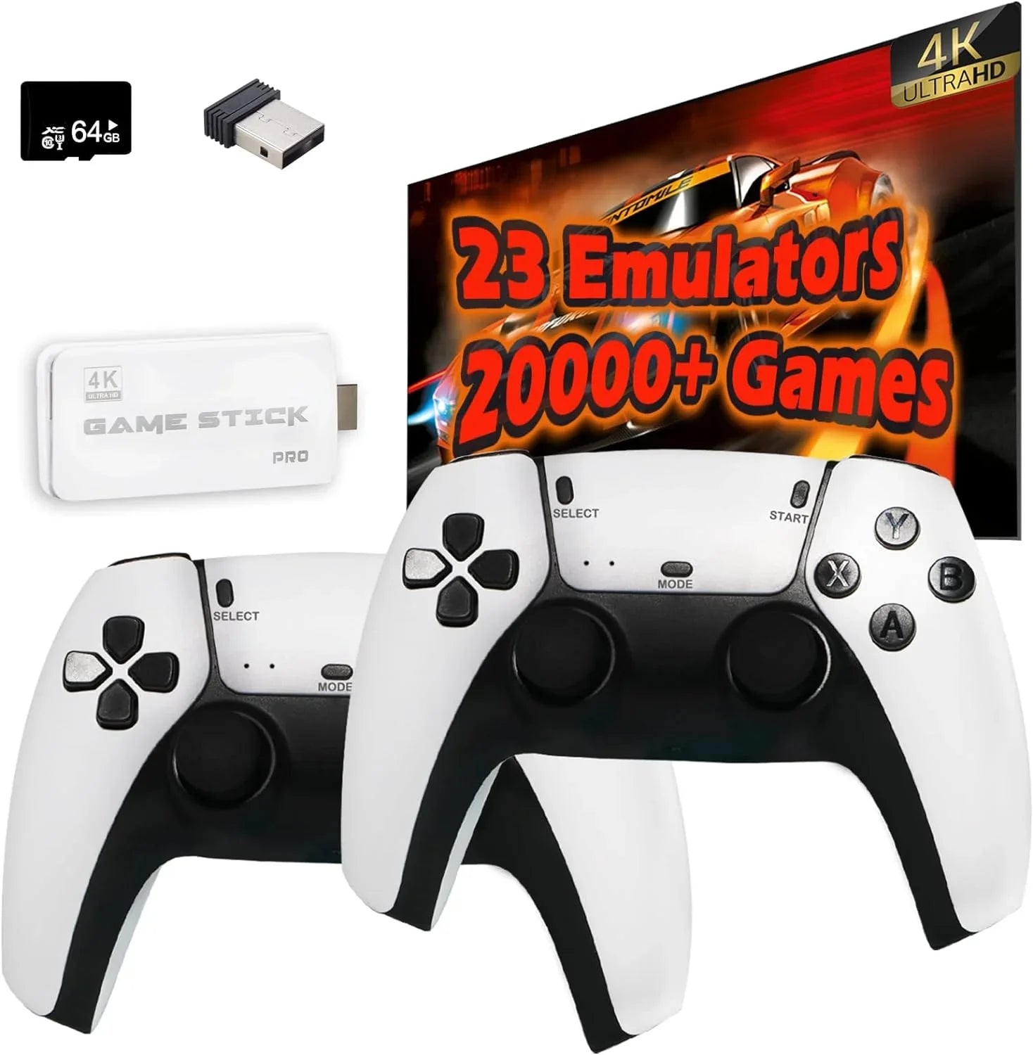 in Games,23 Built with Dual High Game Console, Game TV 2.4G Plug 4K Video HD Output Emulators, Wireless Stick Play and Controllers Retro 20000+ Wireless Classic for Definition