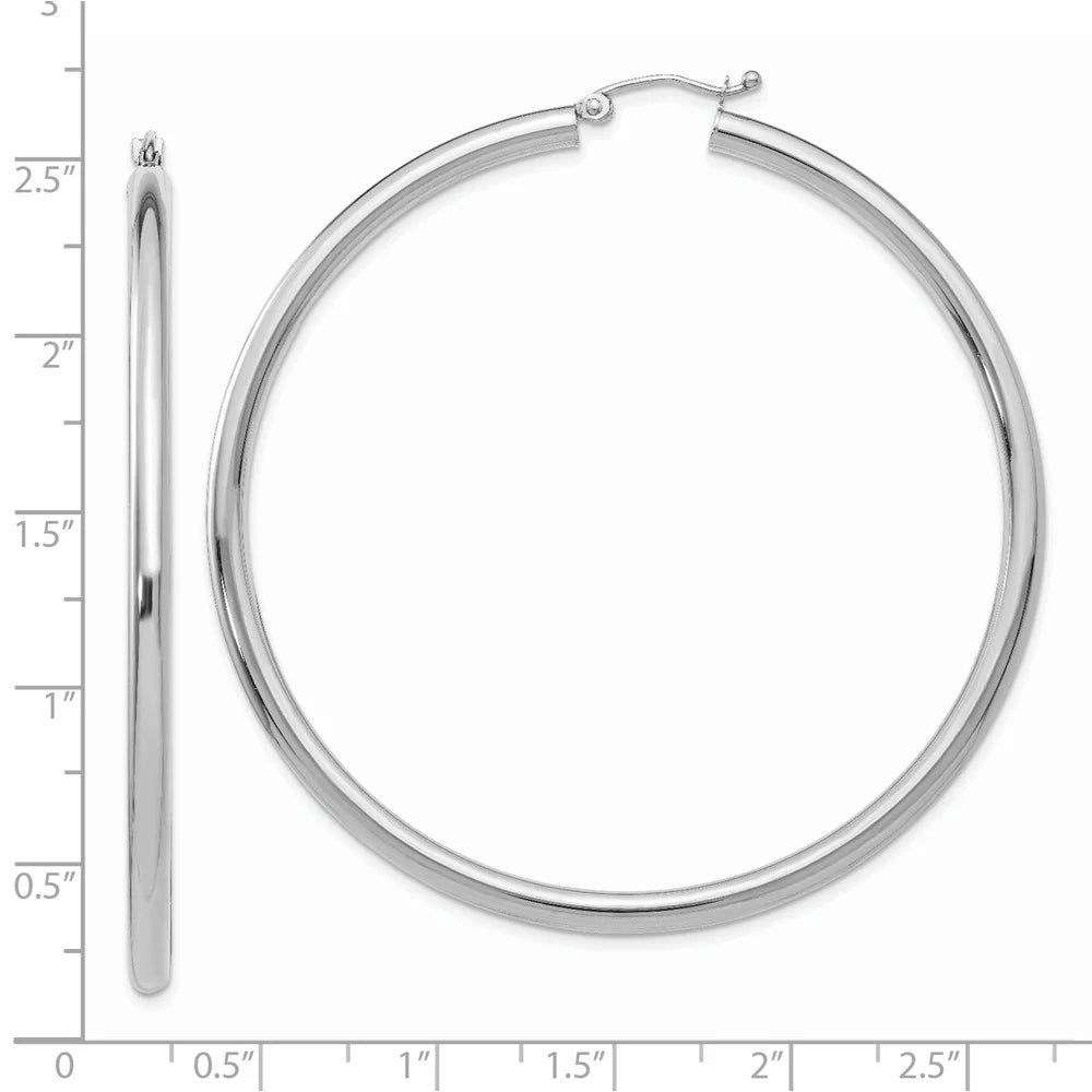 Tube and for Real Earrings; Hoop Polished 3mm Men Adults for Women White Teens; 14kt Gold and