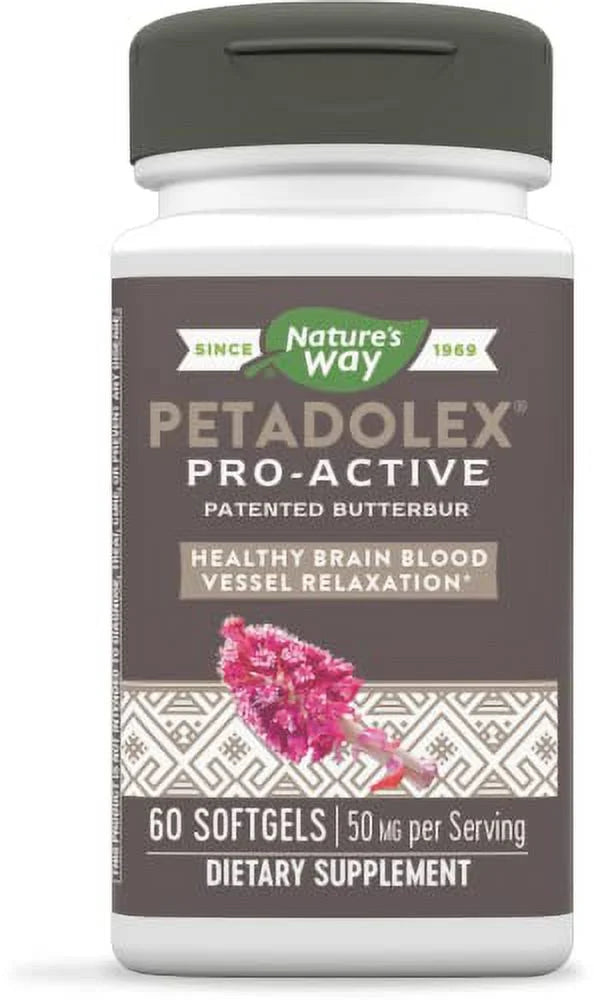 Relaxation Health and Vessel Softgels Pro-Active, Petadolex Blood Butterbur*, the in Way 60 with Brain Patented Nature's