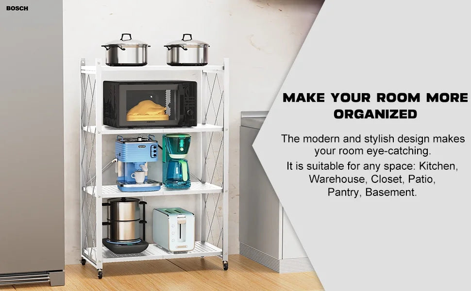 QRInnovations Heavy Duty Tier Modern Style White Shelving Storage Metal Rack 3/4