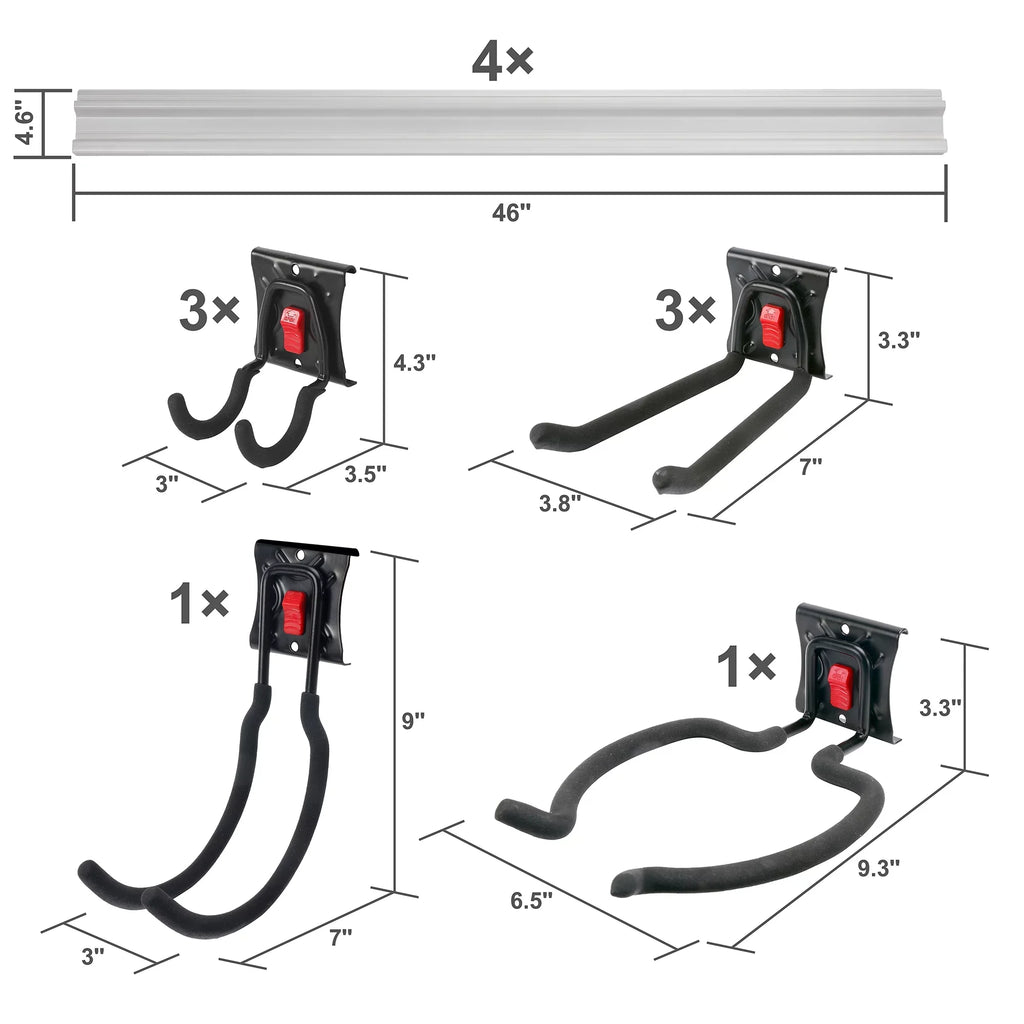 System Rail Garage Organizer Kit Hyper Snap Tough Quick-Release 12-Piece