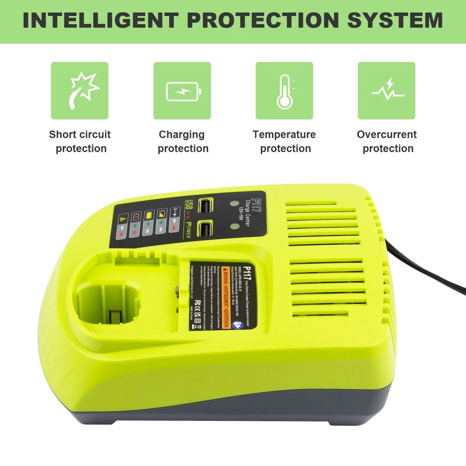 P117 P106 US 18Volt Charger For High 18V Lithium-Ion Capacity Battery P108 RYOBI
