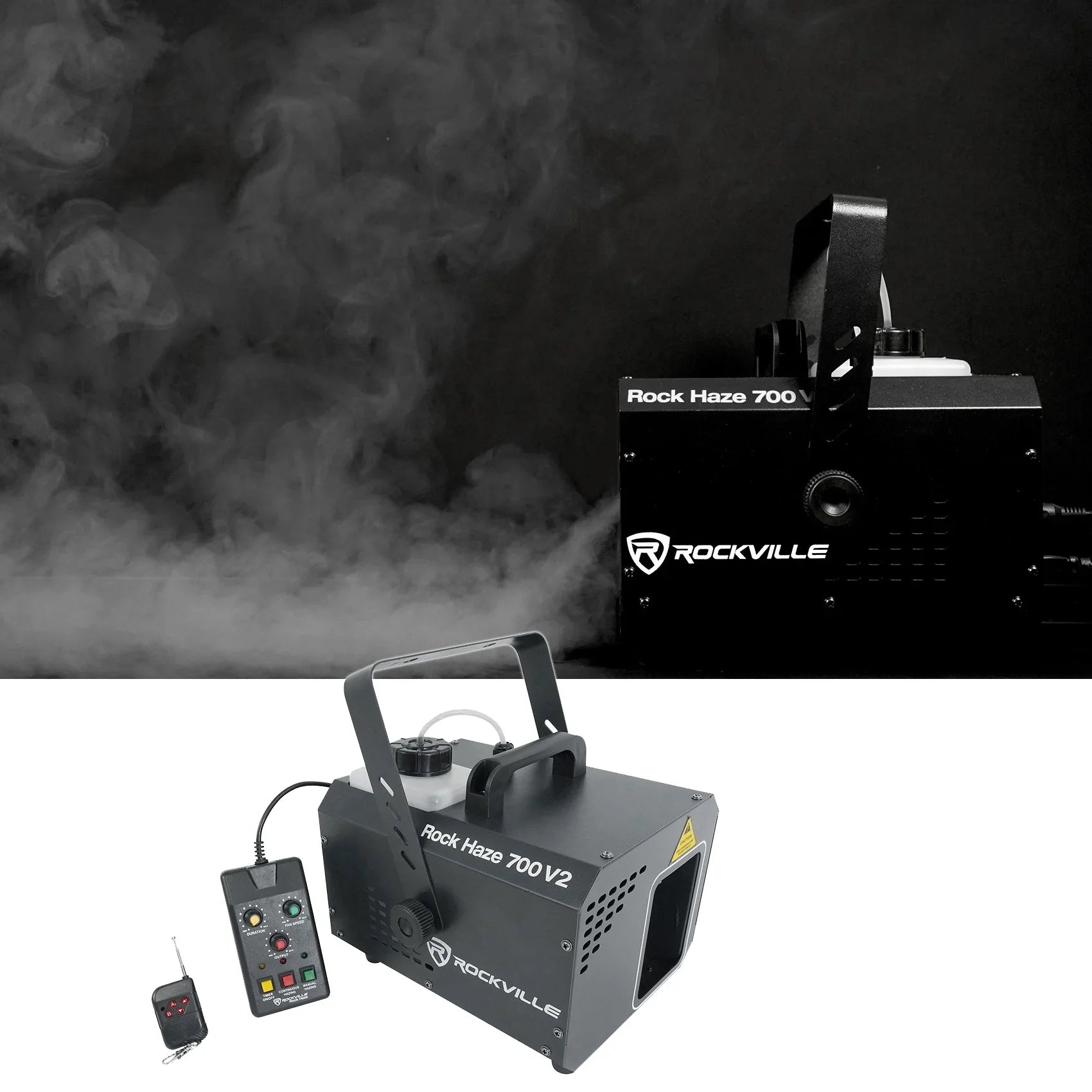 ROCKHAZE Water Rockville Remotes and (2) Based DJ/Club Haze 700 DMX CFM Hazer Machine