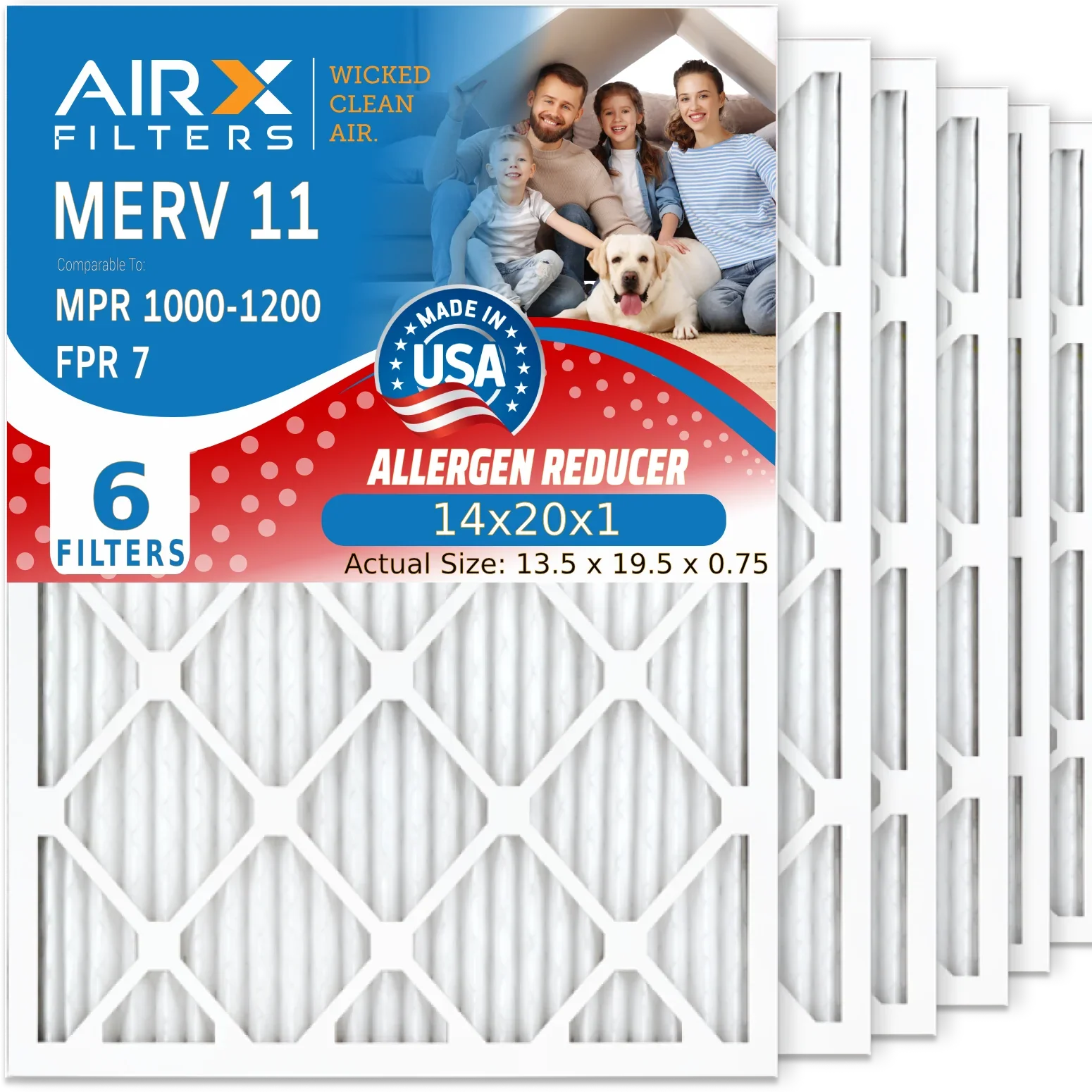 Comparable 6 14x20x1 MPR Pleated 11 Pack Filter 1000, CLEAN Premium 7 to by FILTERS HVAC Made Filter MERV Air AIR. 14x20x1 Air Furnace MPR Filters USA Electrostatic AIRX 1200 WICKED Conditioner & FPR