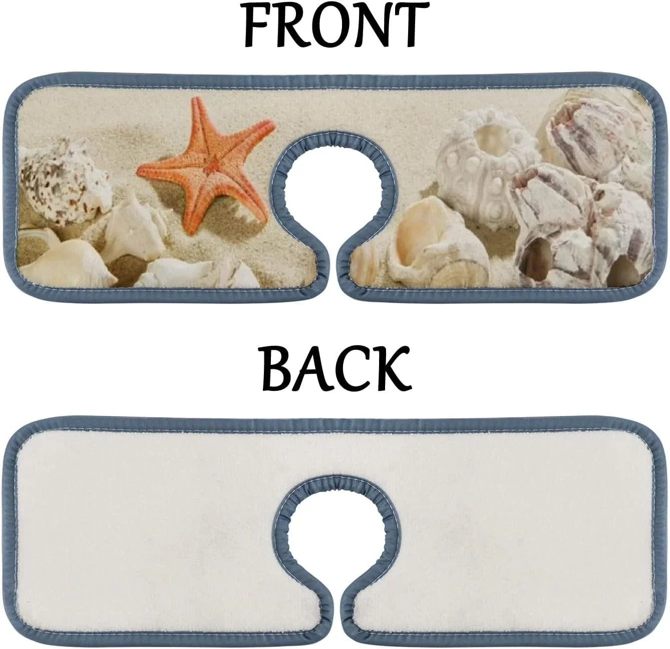 Summer Bath Sink Mat, Kitchen Drip Bestwell Washable Catcher, Sinkmat Mats Absorbent Drying Beach Microfiber Sea Starfishes Splash Guard Countertop 3PCS Faucet