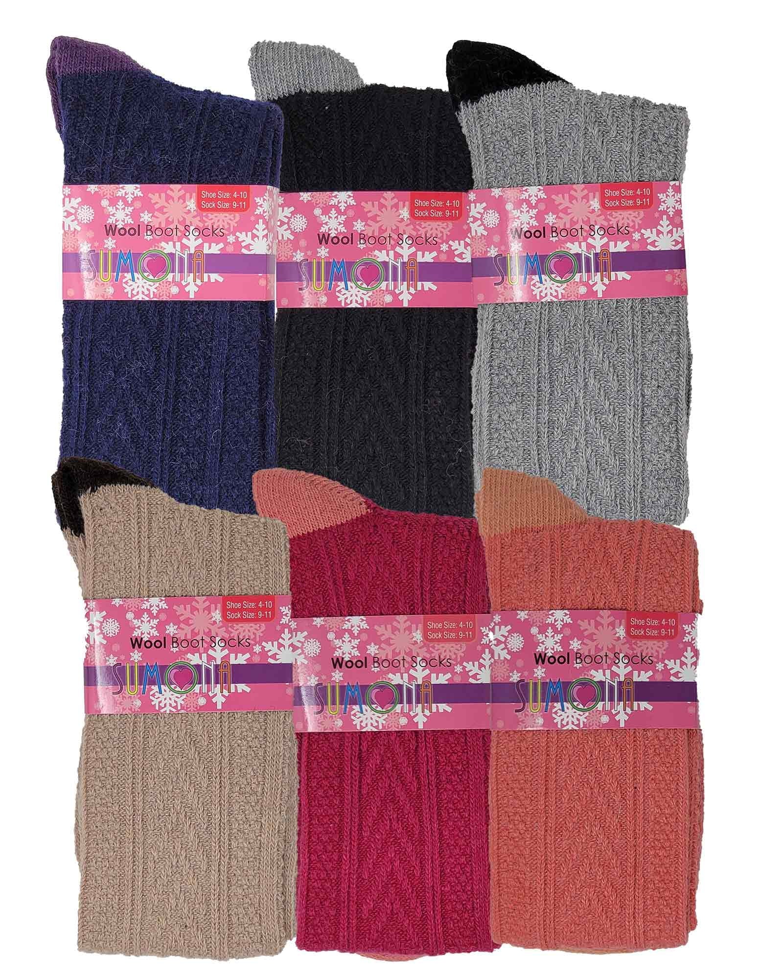 Socks 6 Boot Women Cable Winter Pairs two Knit tone High Knee sumona