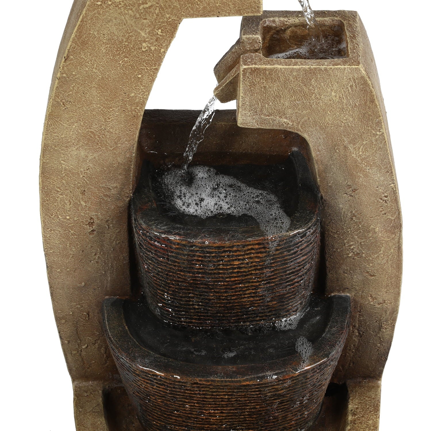 Modern Fountain Led Sculpture Country Cottage Brown Light With Outdoor HomeStock Cement