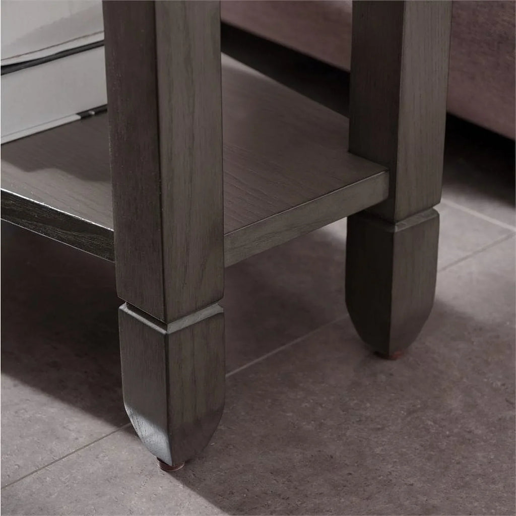 Wedge Table Wood Bowery Slate Shelf Smoke in Hill with Gray/Black