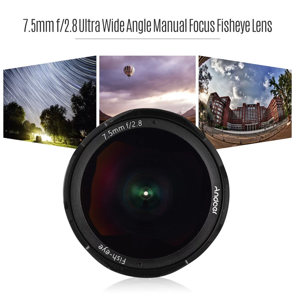 Manual Ultra APS-C Camera Lens Large A6500 F2.8 Andoer 5100 A6400 Compatible A6100 E-Mount Fisheye Andoer Frame A77II with A6000 Wide Aperture Angle 7.5mm Focus Lens A6600 A6300 180¡ã
