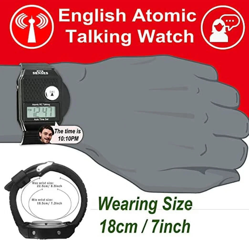 use Watch Senses for Impaired to Women Visually English Five Clock Talking - Plastic Model Sound Men Talking 1026 - Loud for Atomic Blind Seniors Easy Band