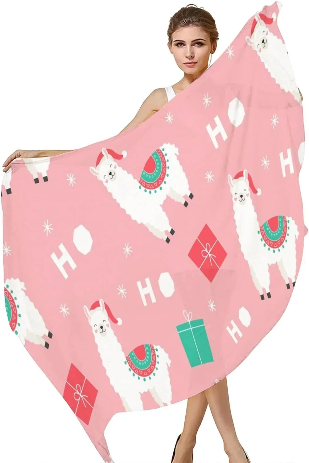 Girls Wrap Hyjoy Lightweight Christmas Scarves Long Women Scarf Shawl Silk Neck Presents Llama for