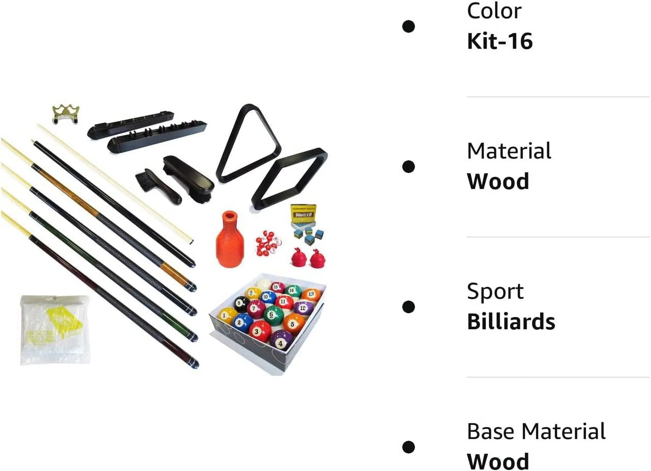 Bridge - Sticks Pieces Pool (Kit-16) Sets Billiard 32 Table Pool Cue Kit - Accessory Ball Premium