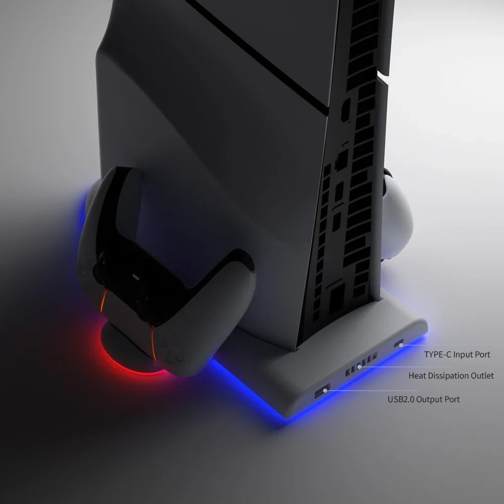 Cooling Console Controller PS5 Station For Cooling Base For Accessories PS5 Slim, Charging RGB with Fast Controller Stand Charger Dual Light