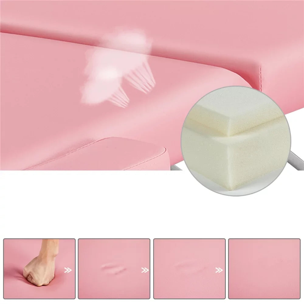 Pallet, Portable Couch, Table 3-Fold Alloy Equipment, Backrest/Headrest/Armrest/Hand Salon Pink 84'' Bed, Massage with Yaheetech Adjustable Spa Massage Bed Massage