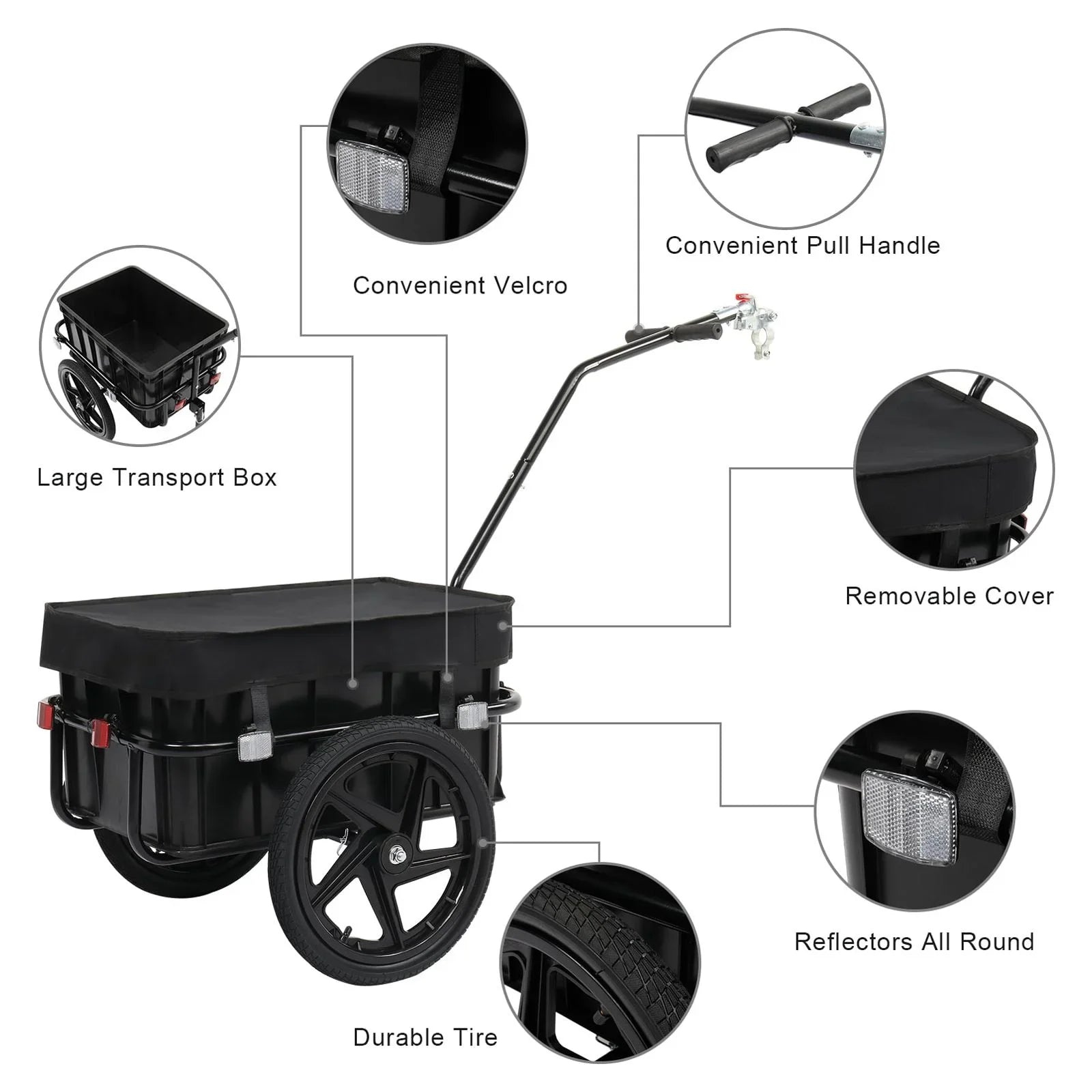 Coupler PEXMOR Trailer, Bicycle Cargo & Wagon Bike Waterproof Cover Trailer W/Universal