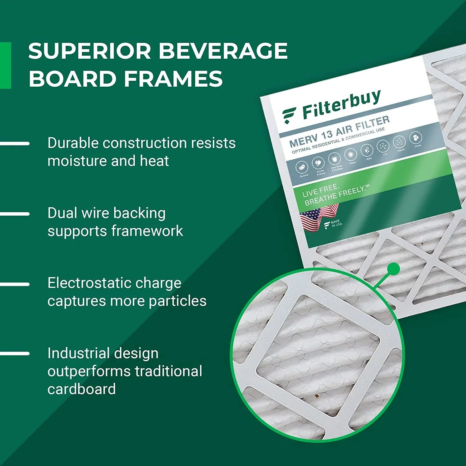 AC Filterbuy Pleated 12x12x2 MERV Furnace Air 13 (3-Pack) Filters HVAC