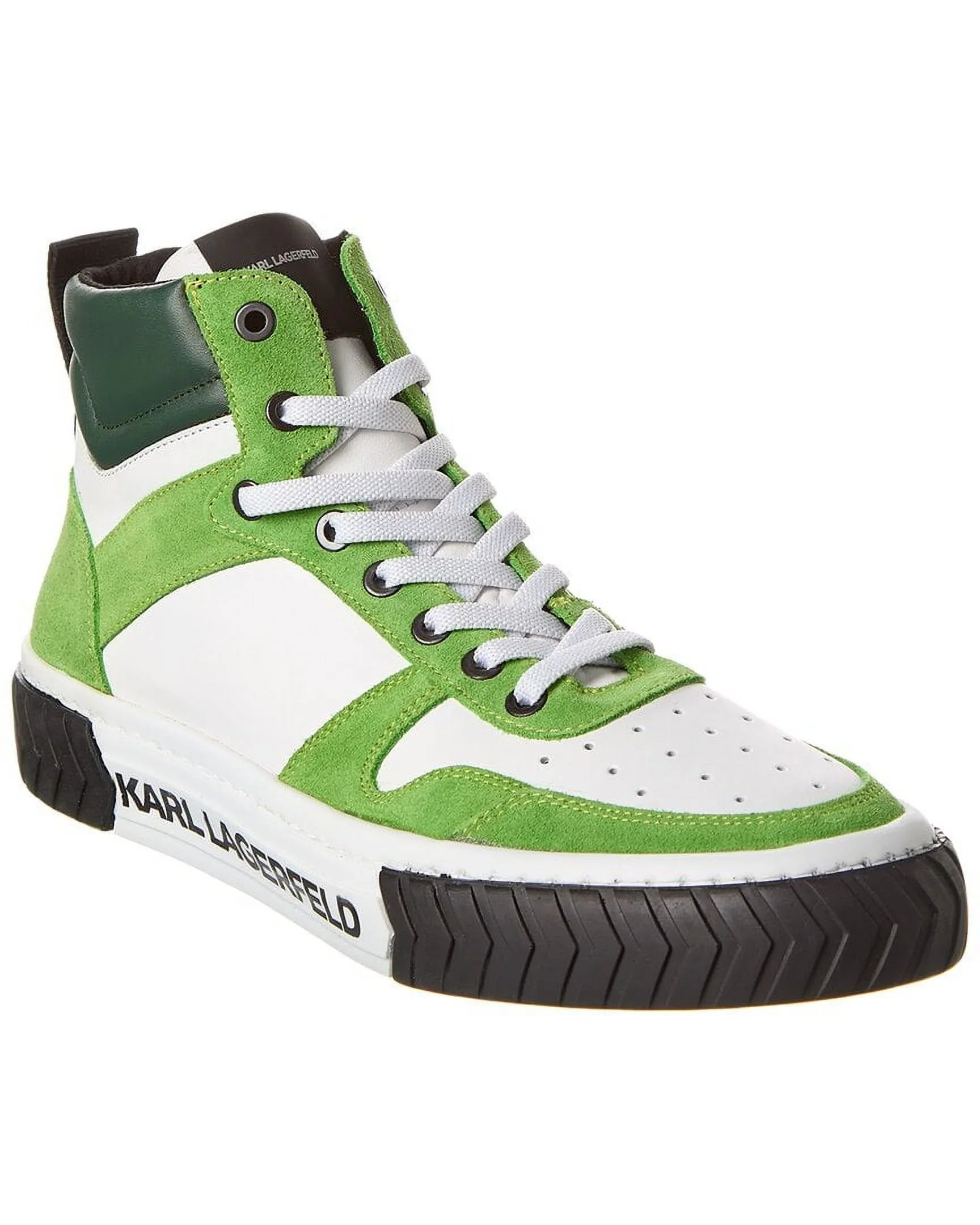 Green Mid-Top Sneaker, 10.5, LAGERFELD KARL Leather